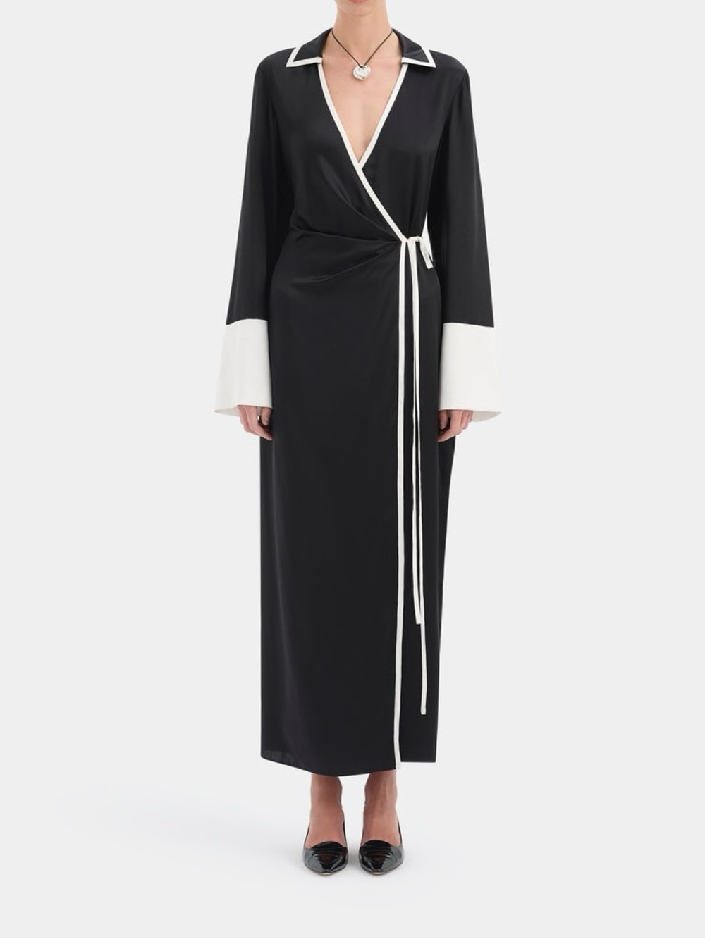 Sir. The Label Yasmine Wrap Silk Shirt Dress in black size 1/S_NWT